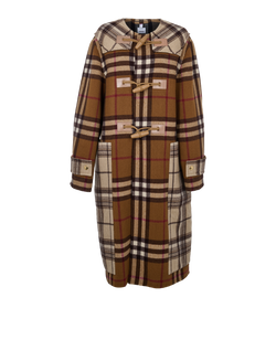 Burberry Plaid Duffle Coat, Mens, Wool, Brown/Beige, Sz L/XL, 3*