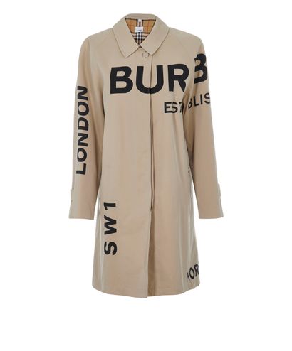 Burberry Gabardine Horseferry Print Car Coat, front view