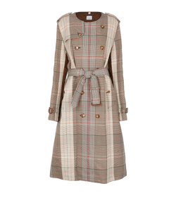Burberry Long Trench Coat, Mens, Wool/Leather, Brown, Sz XL, 3*