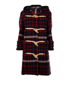 Burberry Plaid Duffle Coat, Wool/Poly, Red/Blue, UK4, 2*