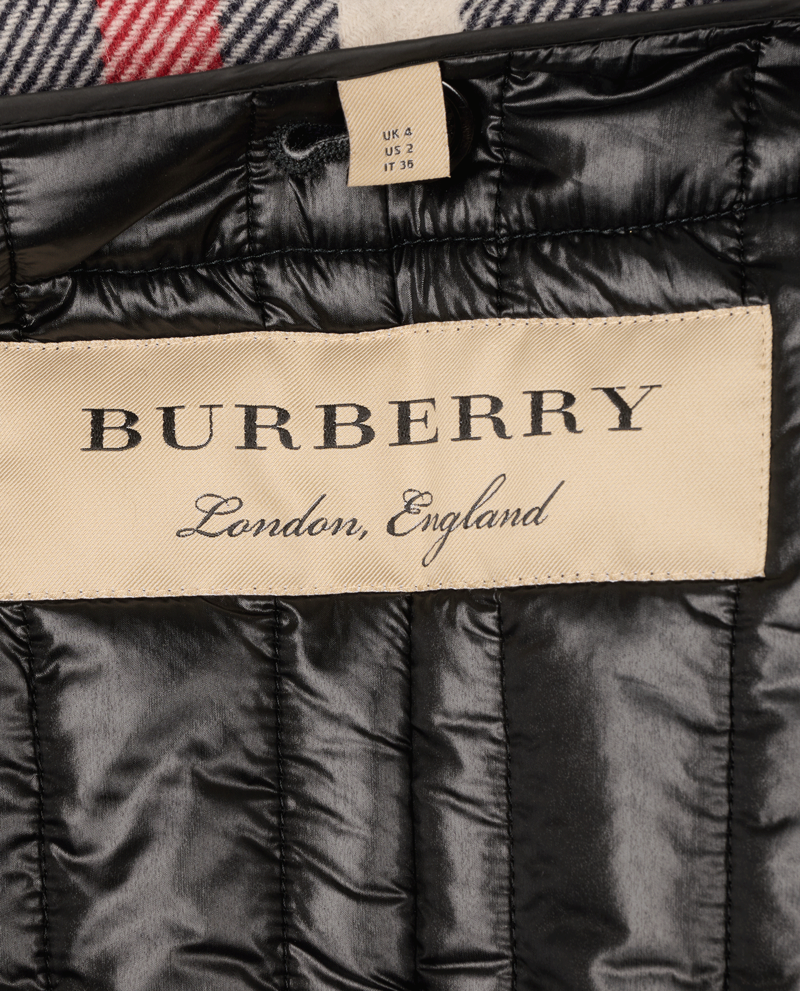 Burberry Plaid Duffle Coat, &pound;420, Clothing, Blue/Red, Polyester Mix/Wool, Other view