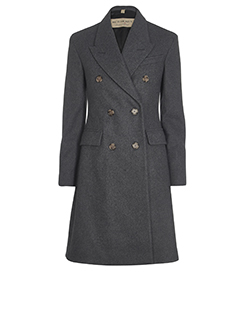 Burberry Double Breasted Coat, Wool/Felted, Grey, 6, 4*