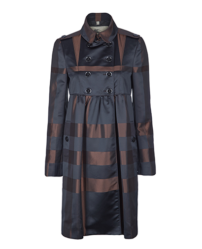 Burberry Short Checked Dress Coat, front view