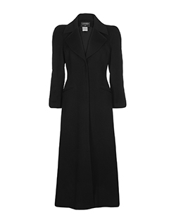 Chanel Long Button Down Coat, Black, UK 14