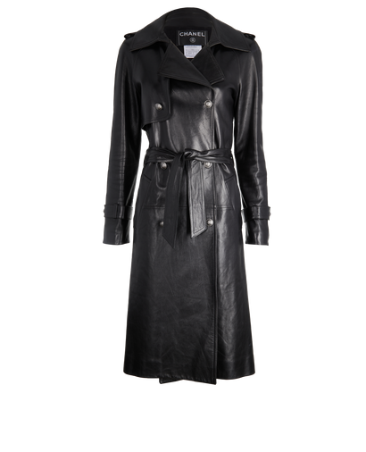 Chanel Lined Leather Trench Coat, front view