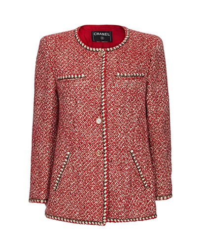 Chanel Red Tweed Jacket, front view