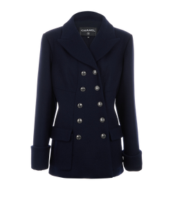 Chanel 18A Paris-Hamburg Peacoat, Wool, Navy, UK20, 3*