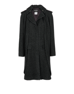 Chanel Helinbone Coat, Wool, Grey, UK10, 3*