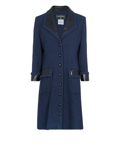 Chanel Midi Length Coat, &pound;750, Clothing, Blue, Cotton/Silk, Front view
