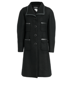 Chanel Longline Coat, Wool, Black, UK 16, 3*