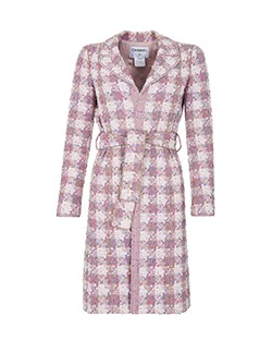 Chanel Woven Wrap Belted Coat 2004, Cotton, Pink/Pastels, UK 6
