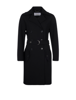 Chloé Double Breasted Belted Coat, Virgin Wool, Black, UK10, 3