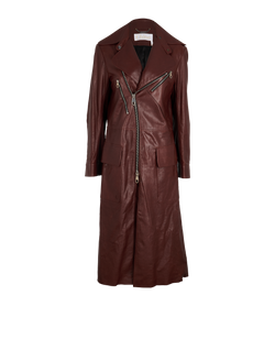 Chloe Zip Up Coat, Leather, Brown, UK10, 2*