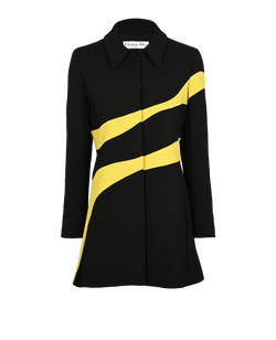 Christian Dior Midi Coat, Wool, Black/Yellow, UK12, 2*
