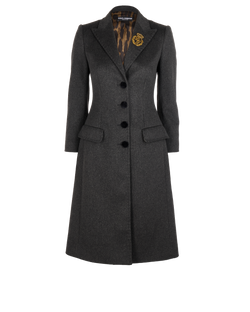Dolce & Gabbana Single Breasted Coat, Wool, Grey, UK6, 3*