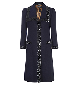 Dolce and Gabbana Sequin Edged Coat, Wool, Blue, 12, 3*