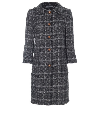 Dolce & Gabbana Tweed Coat, &pound;280, Clothing, Black/Grey, Polyester (Polymer)/Tweed/Wool, Front view