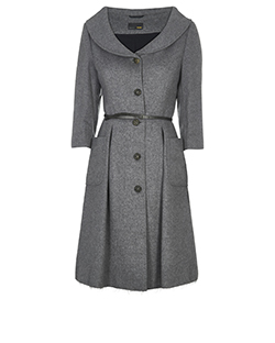 Fendi Belted Coat, Cashmere/Silk, Grey, 8, DB, 3*