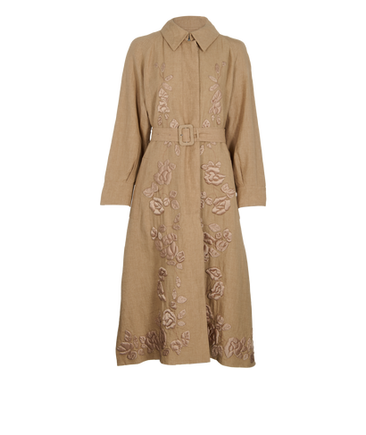 Fendi Flower Embroidered Belted Coat, front view