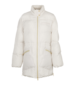 Ganni Tech Short Puffer Coat, Polyester, Ivory, L/XL, 3*