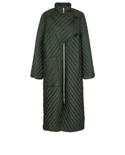 Ganni Recycled Ripstop Quilted High Neck Long Coat, front view