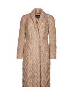 Giorgio Armani Longline Textured Coat, Polyester, Blush, UK 14