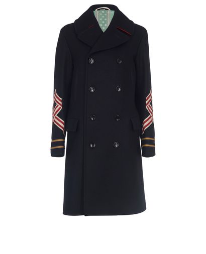 Gucci Double Breasted Coat, &pound;1,100, Clothing, Navy, Wool, Front view