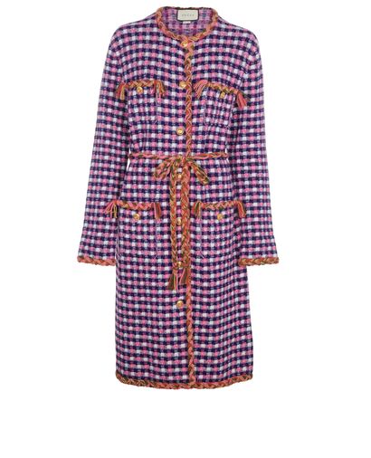 Gucci Stitched Tweed 2019 Belted Coat, front view