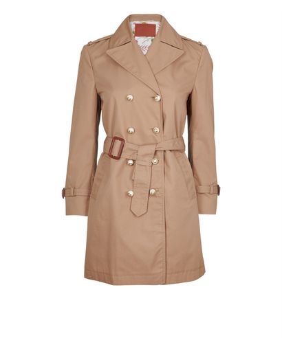 Gucci Pearl Button Trench, £550, Clothing, Brown, Cotton, Front view