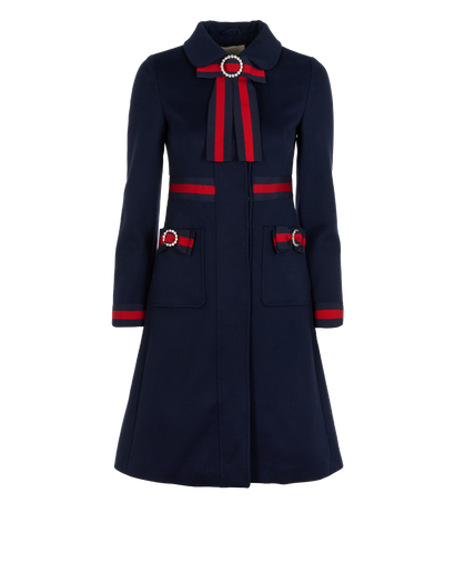 Gucci Ribbon-Detailed Coat, &pound;550, Clothing, Blue, Wool, Front view