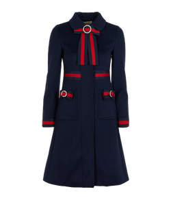Gucci Ribbon-Detailed Coat, Wool, Blue, UK 4, 3*