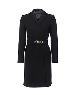 Gucci Belted Coat, Wool, Black, UK 8