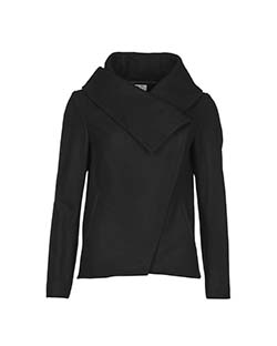 Helmut Lang Wide Collar Zipped Short Coat, Wool, Black, UK M