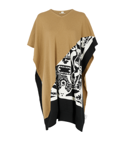 Hermes Knitted Poncho, Cashmere, Brown/Black, Sz OS, 3*