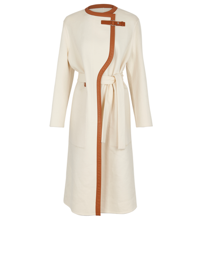 Hermes Long Belted Coat, &pound;2,800, Clothing, Cream, Cashmere, Front view