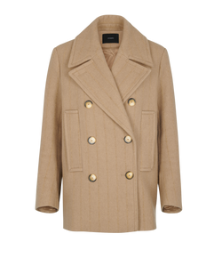 Joseph Claude Shadow Pinstripe Coat, Wool, Beige, Uk4, 3*