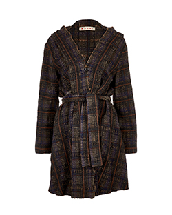 Marni Plaid Deconstructed Coat, Wool/Silk/Mohair, Green/Brown, UK 6