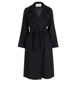 Max Mara Long Belted Coat, Camel, Black, UK8, 3*