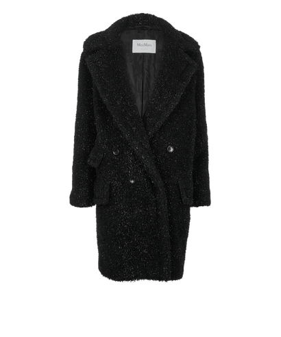 Max Mara Teddy Coat Sparkly, &pound;695, Clothing, Black, Silk, Front view