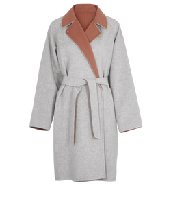 Max Mara Reversible Coat, Wool, Grey/Tan, UK16, 3*