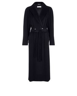 Max Mara Double Breasted Coat, Wool, Black, 10, 2*