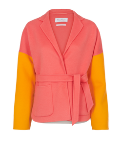 Max Mara Colour Block Short Coat, Wool, Pink/Orange, UK8, 3*