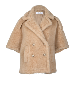 Max Mara Teddy Cape, Camel/Wool/Silk, Beige, Sz S, 3*