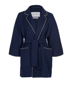 Max Mara Shawl Coat, Wool/Cashmere, Navy, UK6, 3*