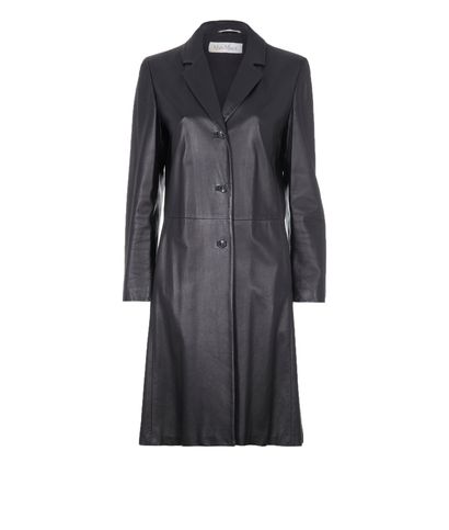 Max Mara Long Leather Coat, front view