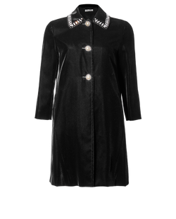 Miu Miu Embellished Coat, Velvet, Black, UK12, 3*