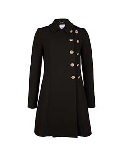 Moschino Brass Button Coat, Wool, Black, UK 12