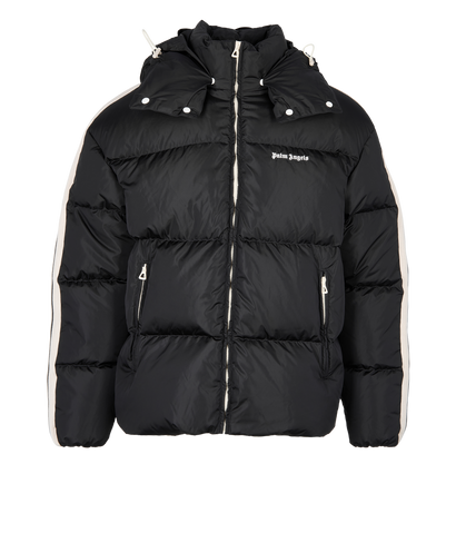 Palm Angels Detachable Hood Puffer, &pound;395, Clothing, Black, Polyester (Polymer), Front view