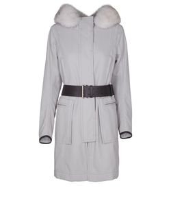 Prada Hooded Nylon Coat, nylon/cotton, grey, 10, 3*