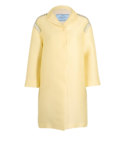 Prada Crystal-Embellished Coat, &pound;450, Clothing, Yellow, Polyester (Polymer), Front view